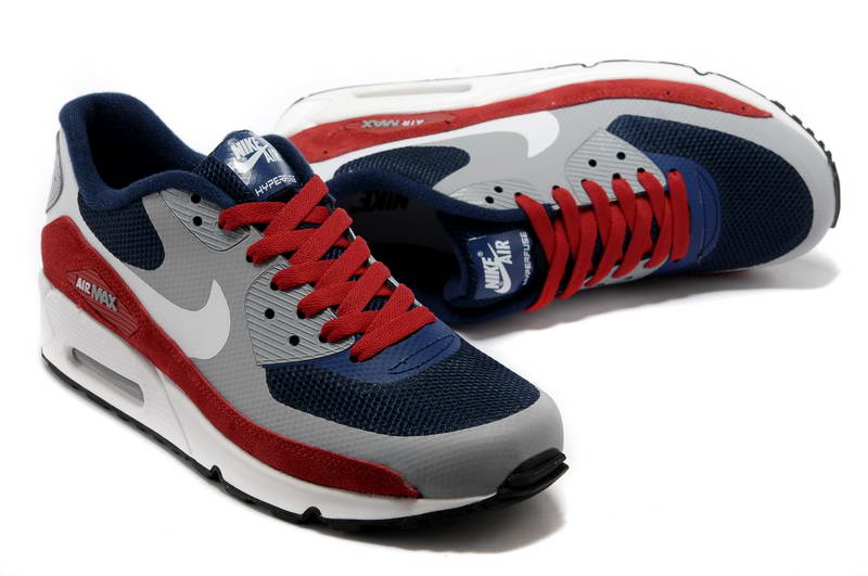 Air Max 90 Hyperfuse chaussures des femmes de fourrure Dk bleu rouge (1)